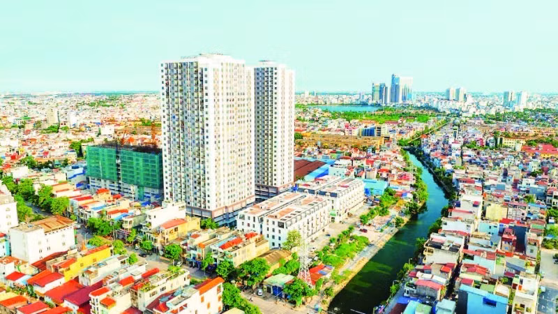 从高处俯瞰海防市的一角。